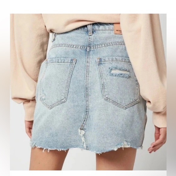 Free People Light Wash Denim Skirt - Picture 2 of 8